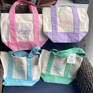 Trader Joe's Mini Pastel Canvas Tote - Pink, Lavender, Aqua, Green-NEW (4)